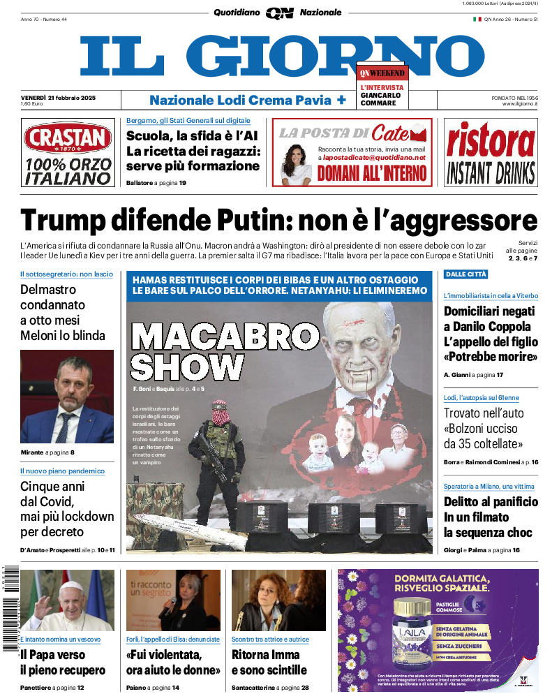 Prima-pagina-il giorno-edizione-di-oggi-20250221